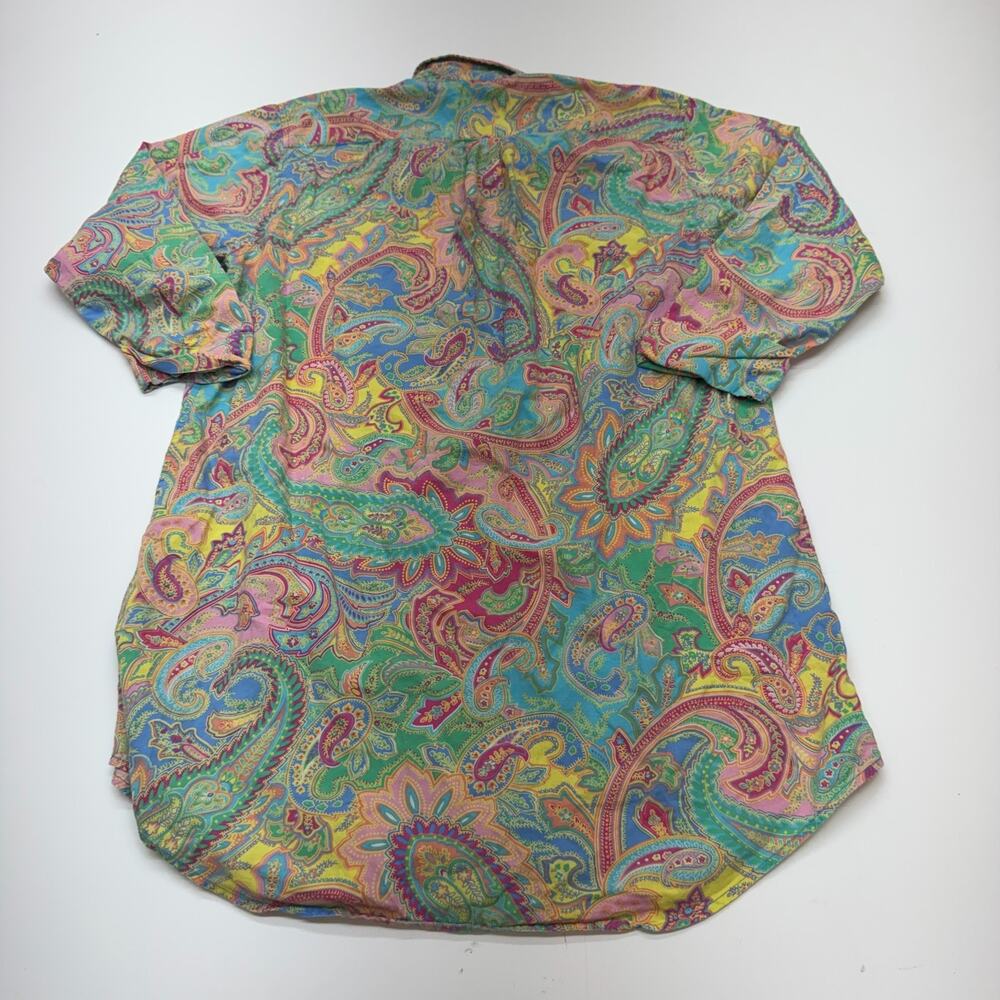 Vintage Ralph Lauren Shirt Womens Large Colorful Paisley Button Up 3/4 Sleeve SM - Picture 3 of 7